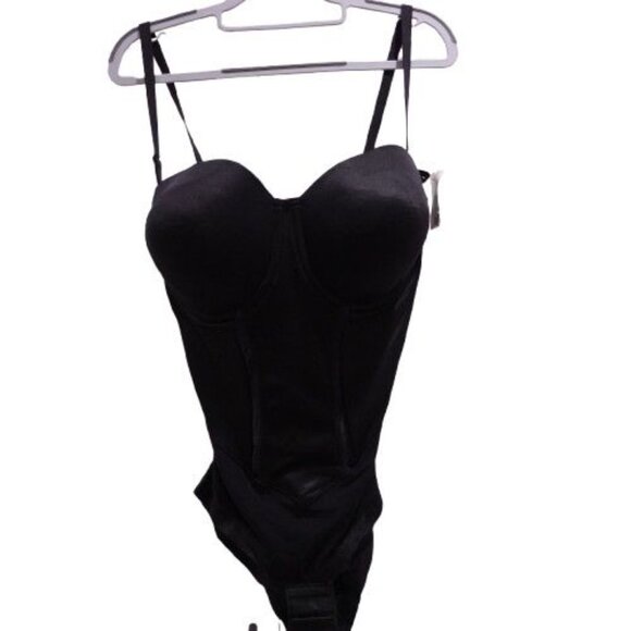 NEW Maidenform Firm Tummy-Control Easy Up Strapless Bodysuit Black Sz 38DD 1256 - Picture 1 of 5